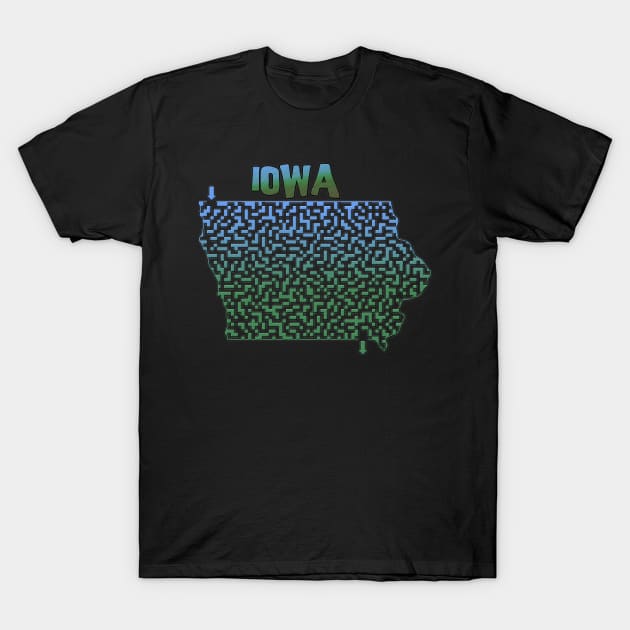 Iowa State Outline Maze & Labyrinth T-Shirt by gorff